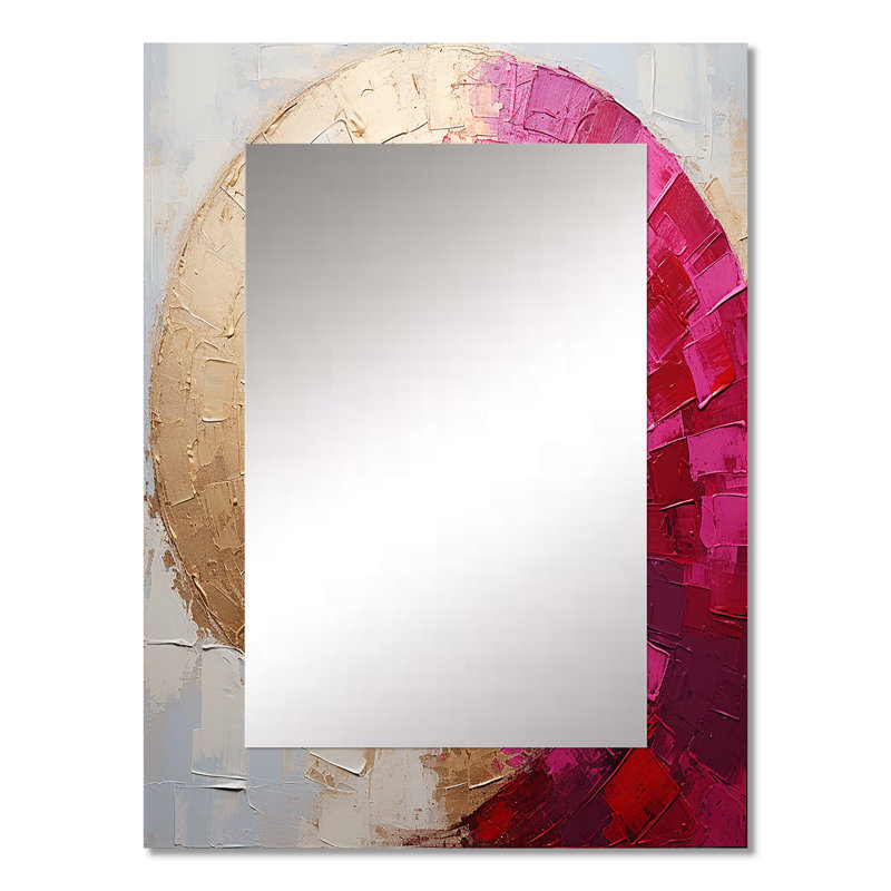 Beige Pink Minimalism Spiral Poteries I - Abstract Spirals Decorative Mirror, Modern Large Wall Mirror, Printed Metal Art