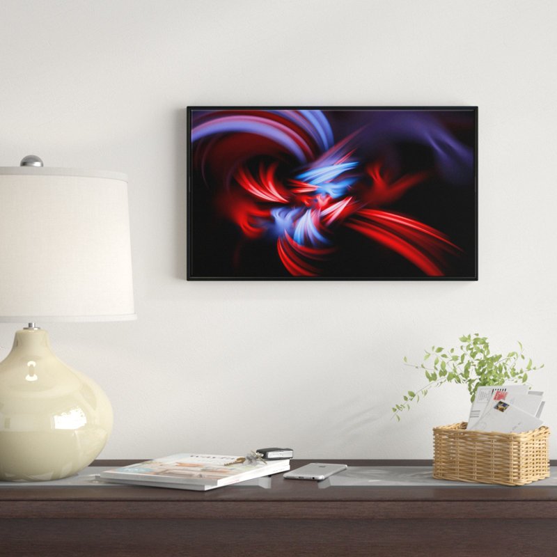 « fractal red connected rayures », reproduction d’impression sur toile tendue encadrée, H 30 po x l 40 po x P 1,5 po