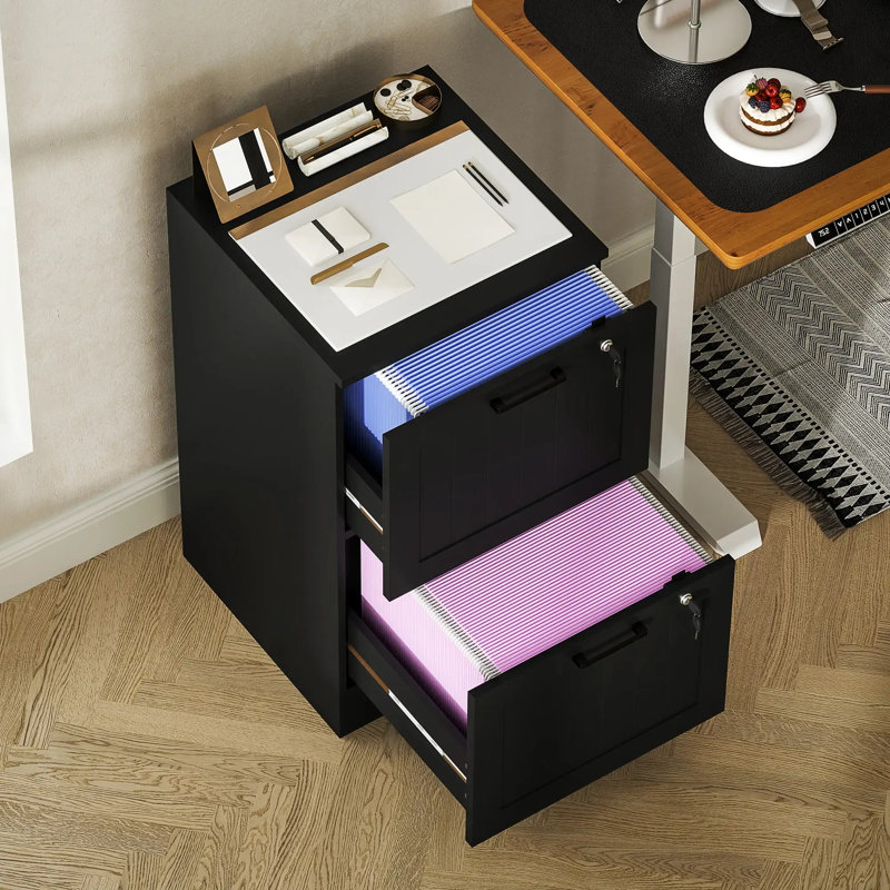 40cm Wide 2 -Drawer File Cabinet, Black