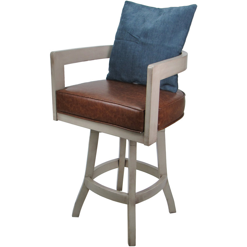 Vinyle en marbre brun Étienne - coussin bleu, Vinyle brun / bleu / cadre beige