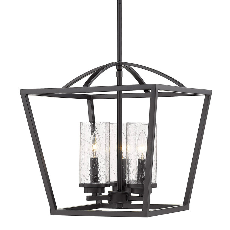 Lustre cage en forme de lanterne à 3 lumières Skegness, Noir mat