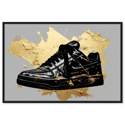 Golden Stark Black Sneaker Canvas Sneaker Art Prints by Notoriart