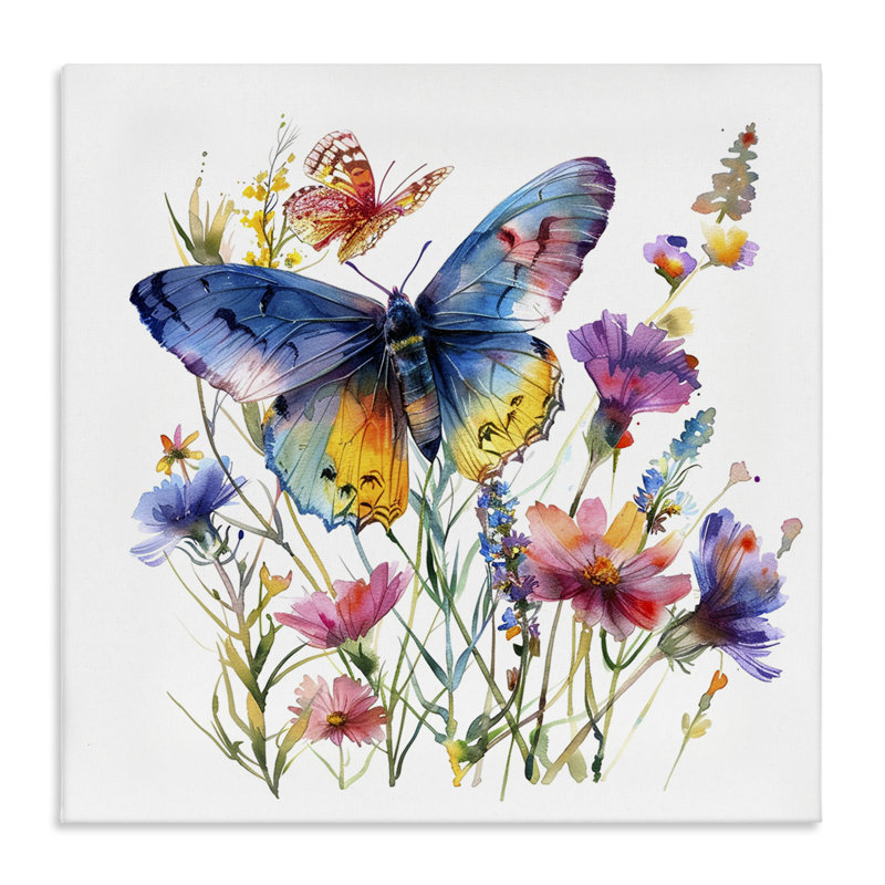  Art mural sur toile de jardin papillon bleu par LSR Design Studio, H 17 po x l 17 po