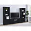 Meuble télé noir à 2 portes avec meuble télé, unité de rangement à double porte pour petits espaces
