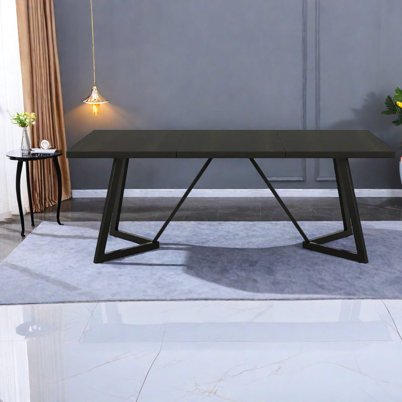 Table de salle à manger spacieuse en MDF noir, design moderne pour la cuisine ou le bureau