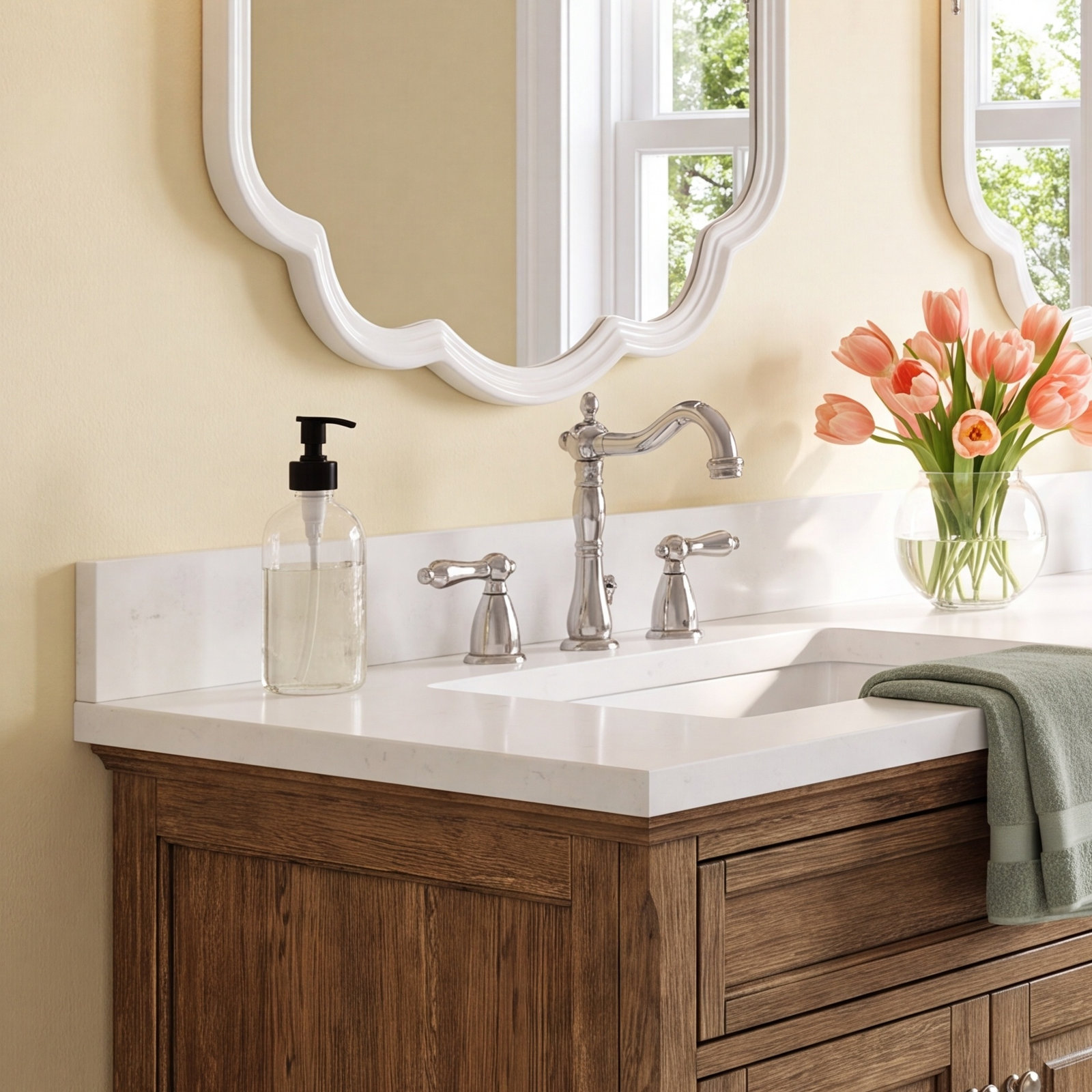 Heritage 3-Hole Widespread Faucet with Drain, Polished Brass