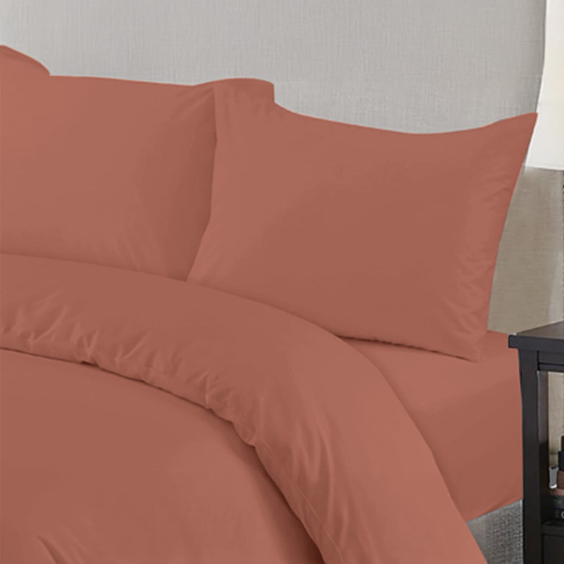 Microfiber No Pattern Duvet Cover Set with Pillowcases Included, Single Duvet Cover Set + 3 Additional Pieces, Peach