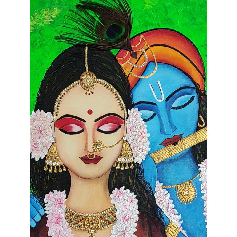 Radha Krishna | Technique mixte acrylique | Par Reshuka