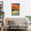 Paysage abstrait en néon, orange, jaune, bleu, abstrait, paysage contemporain coloré, art mural-498827194