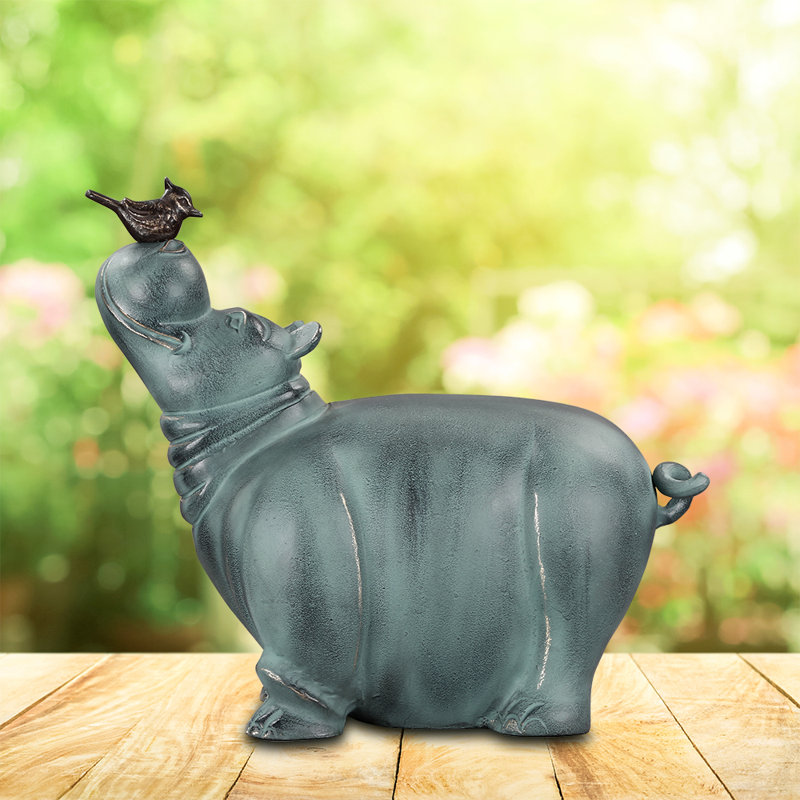 Statue de jardin hippopotame et ami