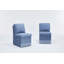 Ensemble de 2 chaises de salle à manger rembourrées en lin bleu avec roulettes et rangement