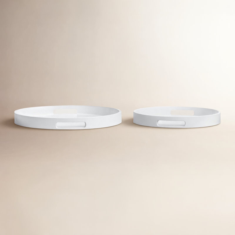 Parke Tray - Set of 2, White, Rounded