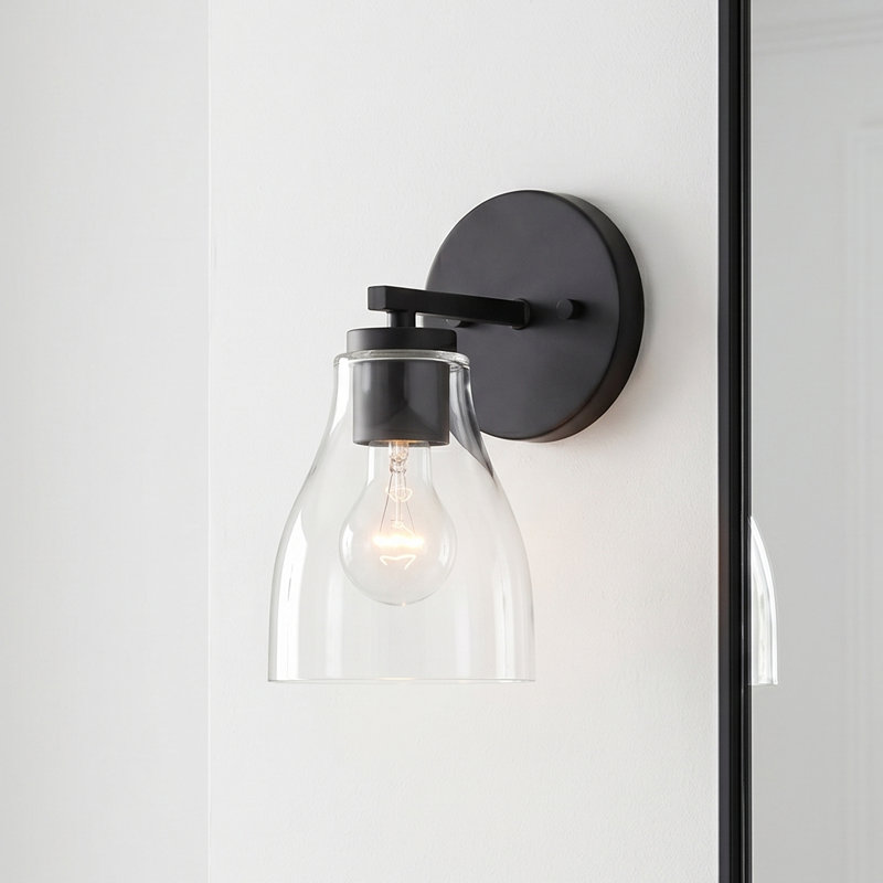 Éclairage pour meuble-lavabo à intensité variable Keston, 10" H x 5.2" W x 6.5" D, Noir mat, Une lumière