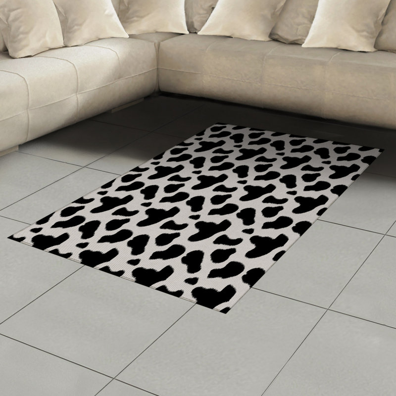 Cow Print High Density Long Fiber Poly Threads Decorative Area Rug Carpet, Rectangle 4' x 5'8"