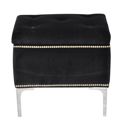 Luxe 45cm Wide Tufted Square Solid Colour Ottoman with Storage