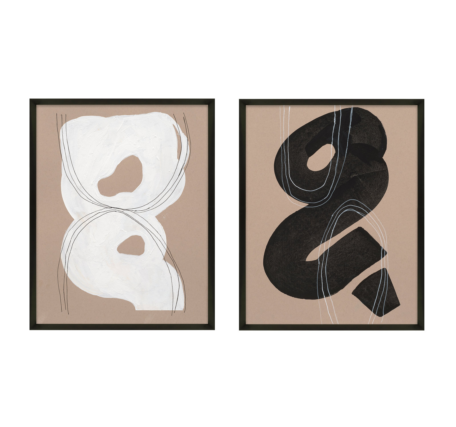 Free Form 5&9. Set Of 2 by Andrea Stokes, 30" H x 24" W x 1.25" D, Black Wood