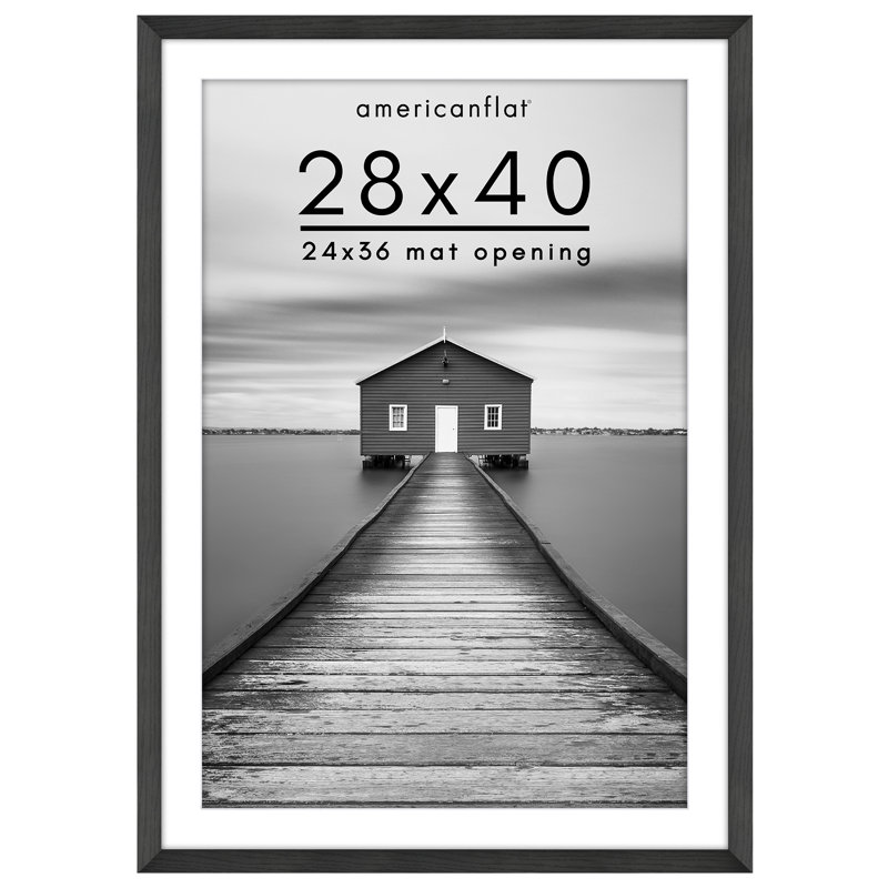 Black Wide Molding Picture Frame with Mat 28x40