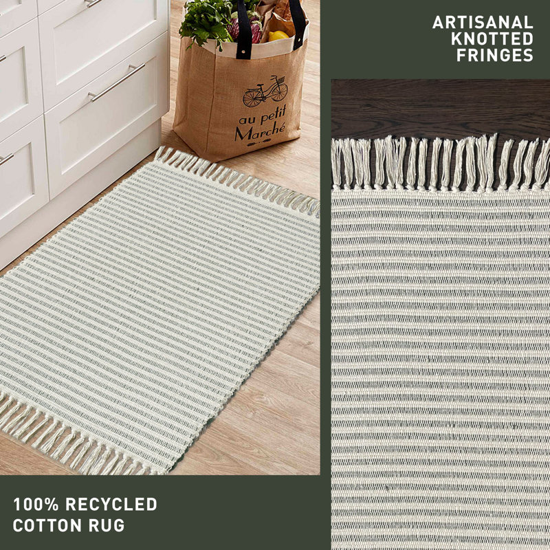 Tapis pour salle de bain en coton Annzley, Vert, Simple - L 36 po x l 24 po