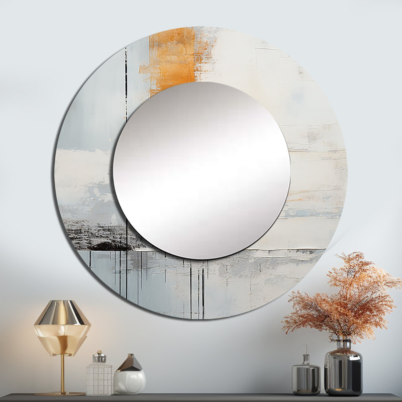 Shailah simple winter landscape - Winter Landscape Wall Mirror, Traditional Round Decorative Mirror, Printed Metal Art