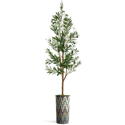 Artificial Tree In Modern Planter, Fake Olive Silk Tree Home Decoration (Plant Pot Plus Tree)