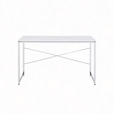 White & Chrome Finish Writing Desk