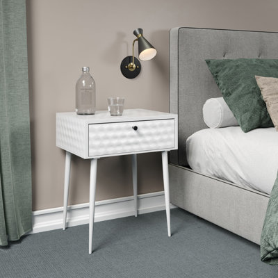 Loar 1-Drawer Metal Bedside Cabinet, Eccentric Mid-Century Nightstand for Bedroom