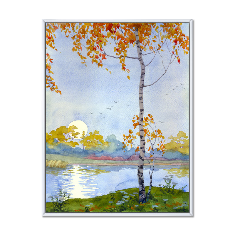 Automne mélancolie - peinture, H 20 po x l 12 po x P 1 po, Cadre flottant blanc