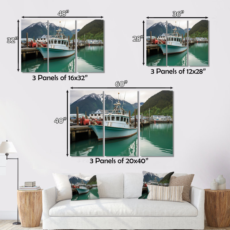 Alaska, ville de pêche de Seward, 3 pièces, H 40 po x l 60 po x P 1 po