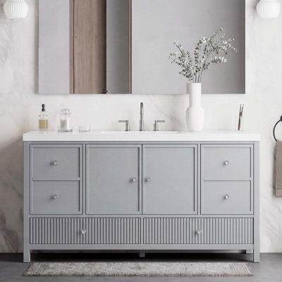 Meuble-lavabo moderne avec lavabo séparé et rangement spacieux
