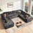 Koyu Compression Packed 5-Piece Cloudelle Plush Corduroy Fabric Cloud Sectional With U-Shape Chaise,Modern Modular Sofa With Deep Seat, Upholstered Boneless Couch For Living Room Bedroom,No Assembly Required-252070975