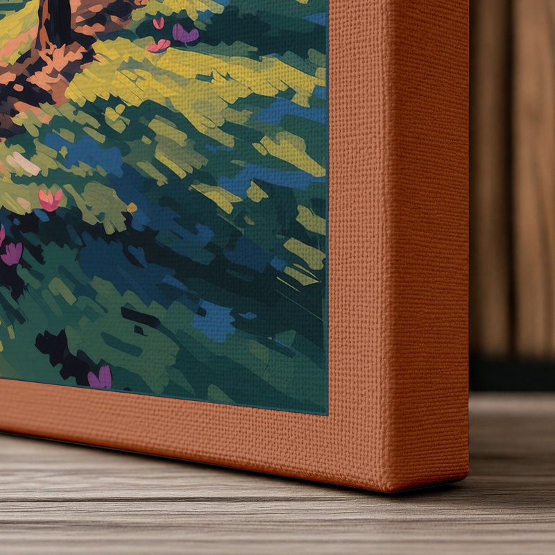 Flowering Tree Grove Botanical - Wrapped Canvas, 18x12 - 45.7 x 30.5 cm, Terracotta Border