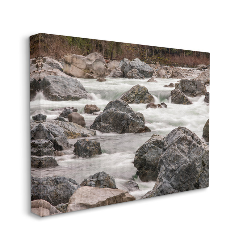 Rocky River Stream, eau qui coule, terre, par Matheson 935, H 24 po x l 30 po x P 1,5 po, Toile tendue