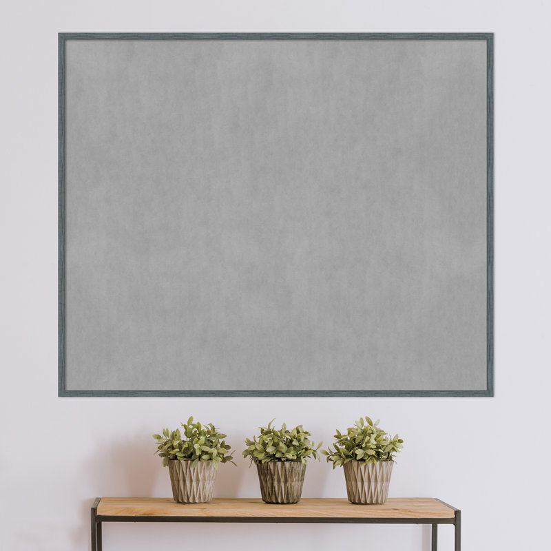 Tableau magnétique encadré étroit bleu-gris rustique, H 41 po x l 49 po