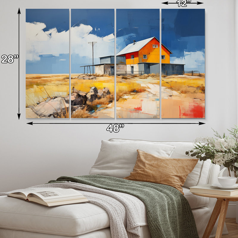 Farmhouse Farmstead Abstraction II - ensemble de reproduction d'art moderne en métal