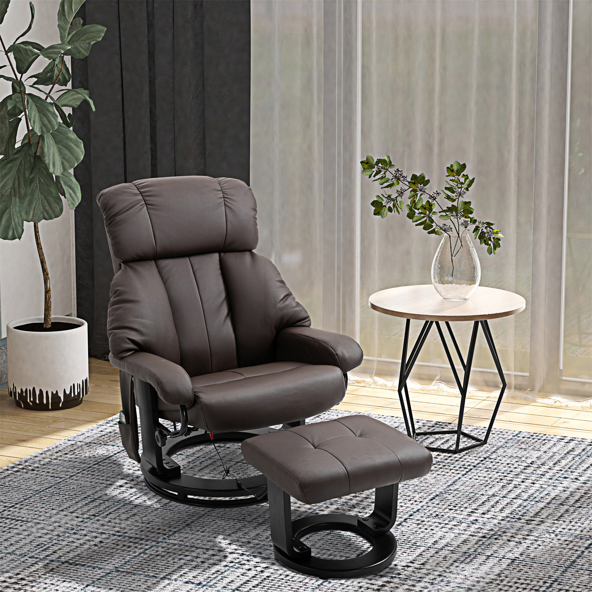 Isabelle & Max™ HOMCOM Massage Recliner Chair With Ottoman, 360° Swivel ...