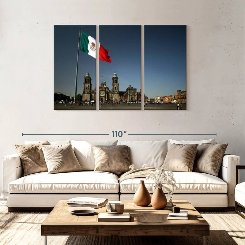 Sireci Mexican Flag In Zocalo, 48" H x 74" W