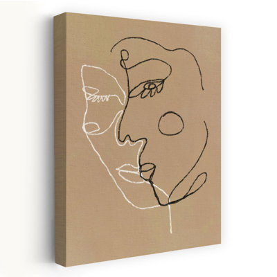 Abstract Line Faces Abstract Contemporary Minimalist Portrait Wall Art Print