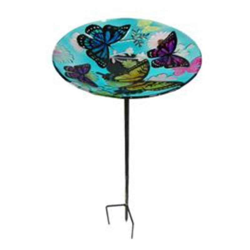 Glass Single Tier Birdbath