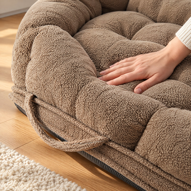 Chaise longue moderne en peluche pour intérieur avec coussin amovible, fauteuil inclinable réglable à 6 positions, chaise longue de sol/lit
