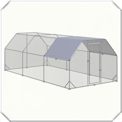 Grande cage de poulailler en métal imperméable avec couvercle anti-UV