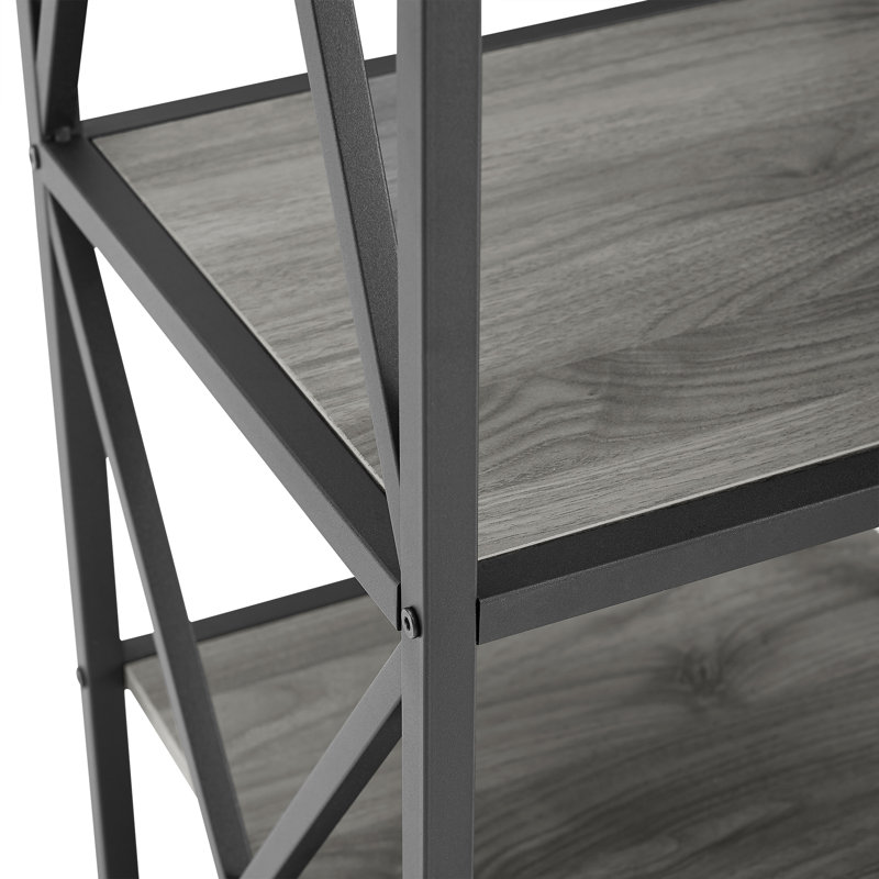 Eulas Etagere Bookcase, Slate Gray/Black