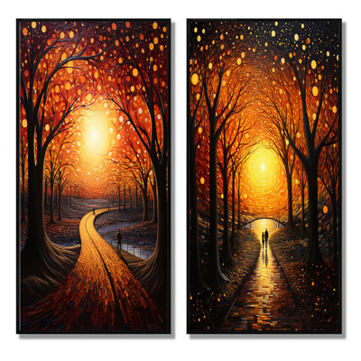 " Tunnel Radiant Pathway Pointillism " 2 - Pieces