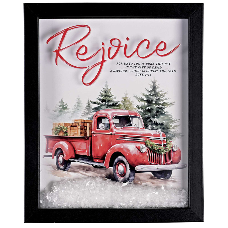Art encadré, camion rouge, joie des arbres