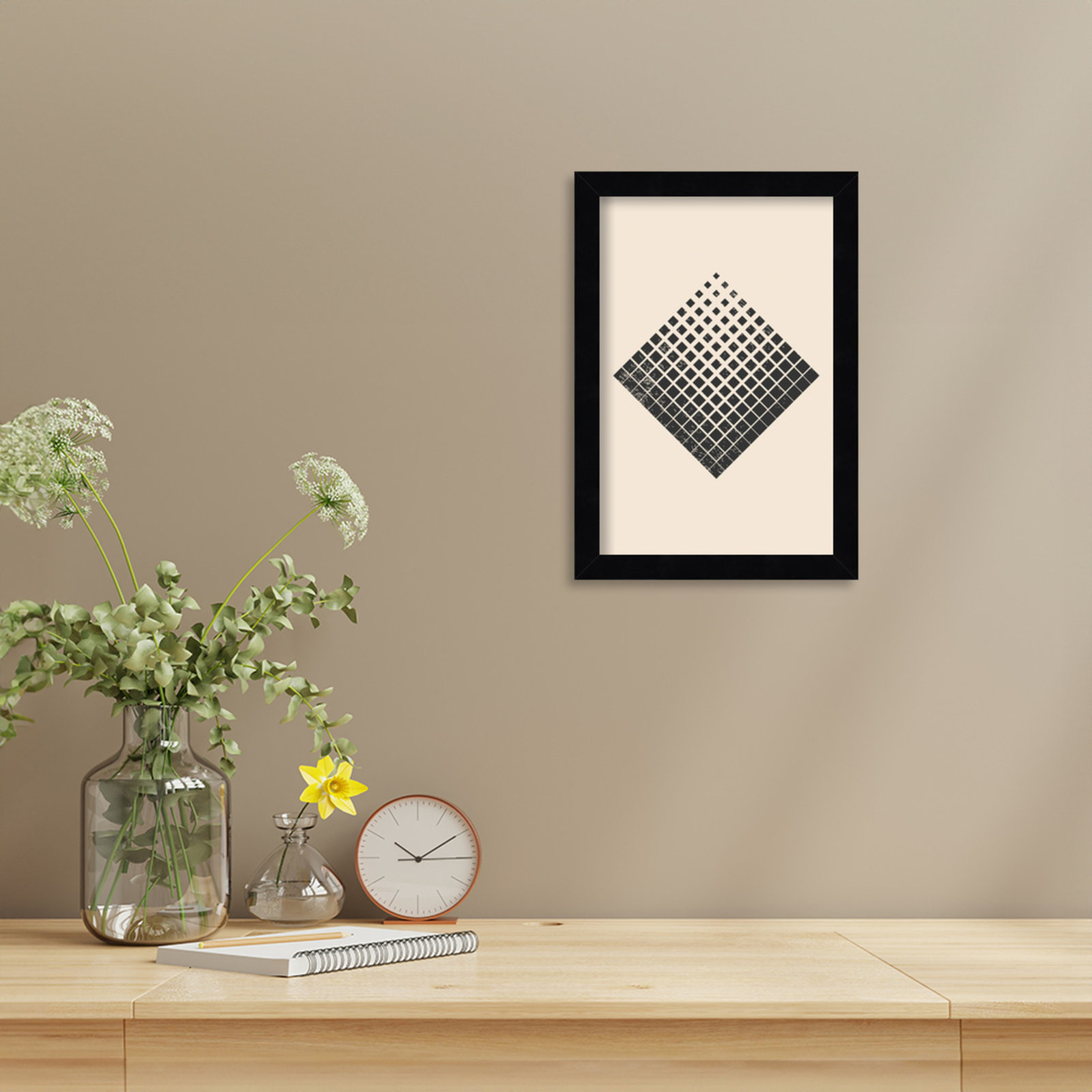 Minimal Halftone Shapes No. 3 Print, Black, 13" H x 9" W x 1" D