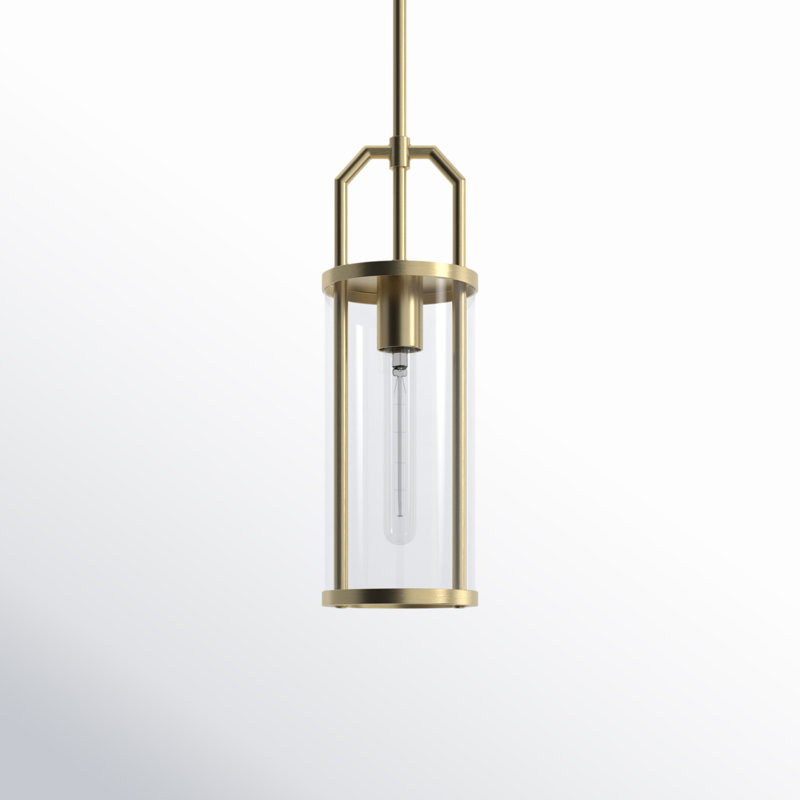 Luminaire suspendu cylindrique à 1 lumière Benbow, Or antique