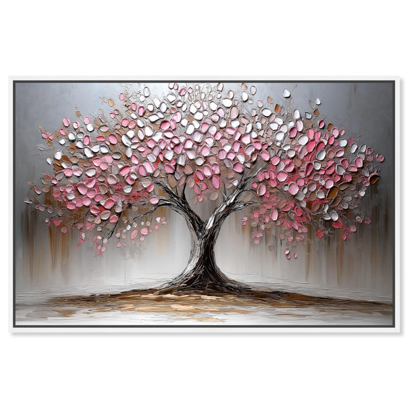 «Blooming Boughs», art coloré sur toile par Art Remedy, Cadre flottant blanc, H 21 po x l 31 po x P 1,8 po