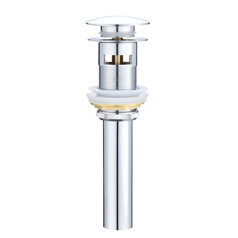 Bathroom Sink Pop Up Drain With Overflow,stainless Steel,one Piece, Chrome