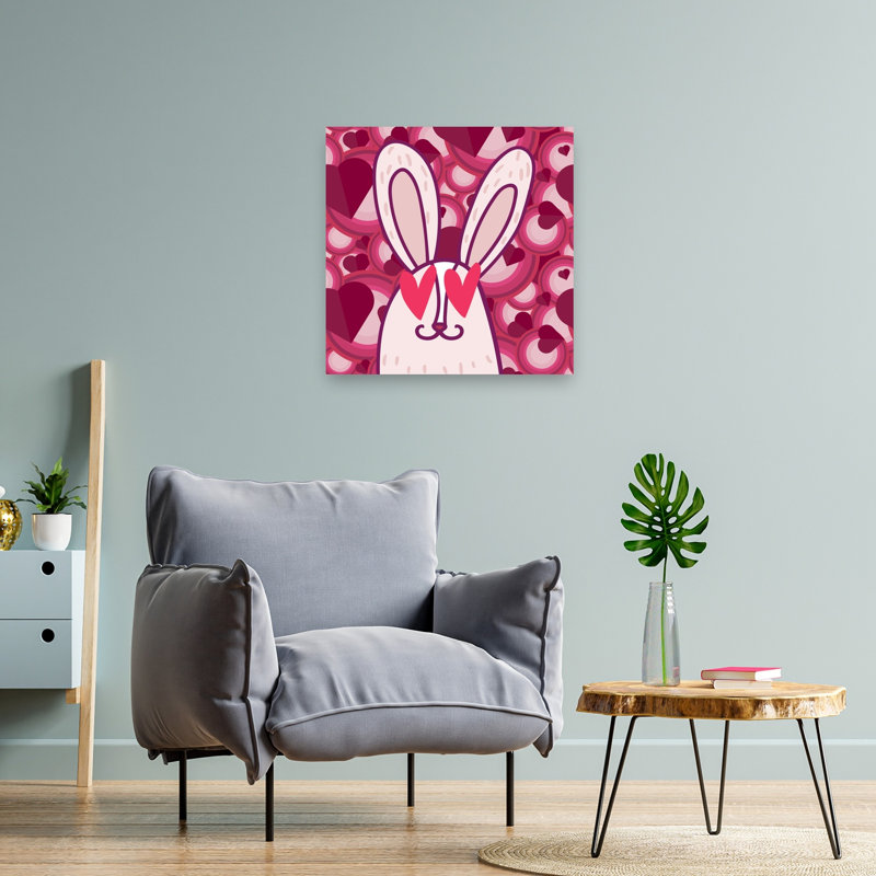 «Heart Eyes Rabbit», reproduction d'art murale forêt contemporaine, H 24 po x l 24 po