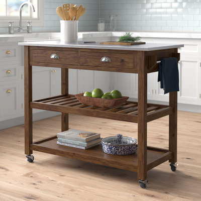 Corbi 44 " W Kitchen Cart with Stainless Steel Top