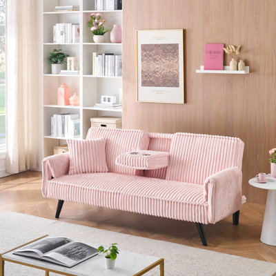 Banc en velours côtelé rose - siège supplémentaire, porte-gobelet, construction tournante amusante, divertissez-vous